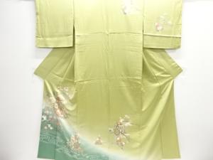 御所車に草花模様訪問着